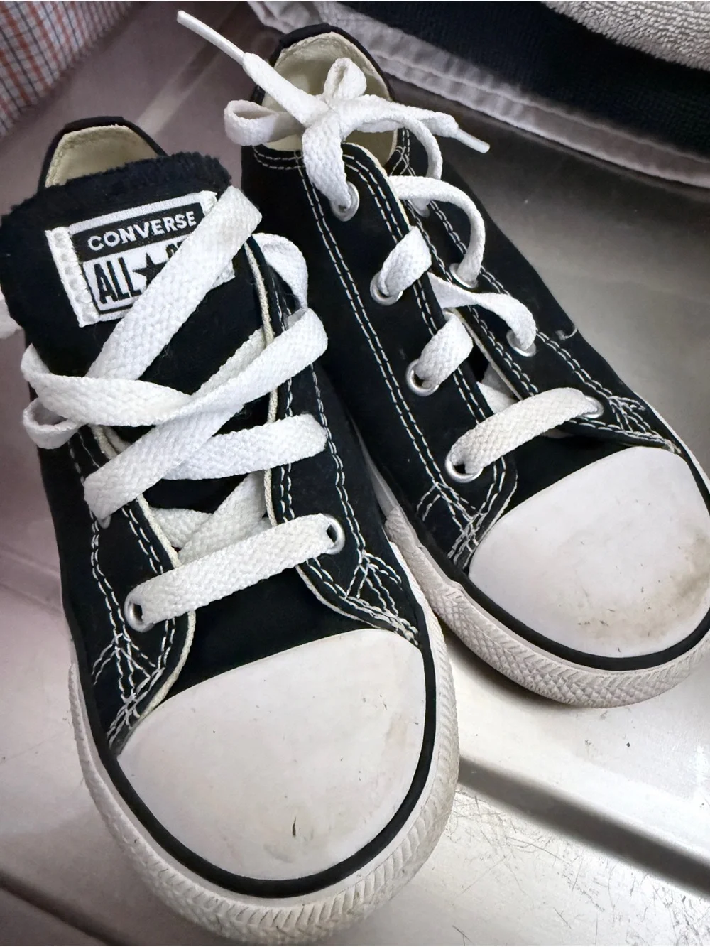 Converse Black and White Kids Low Top Sneakers